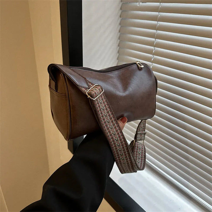 Vintage Crossbody Bag with Woven Adjustable Strap