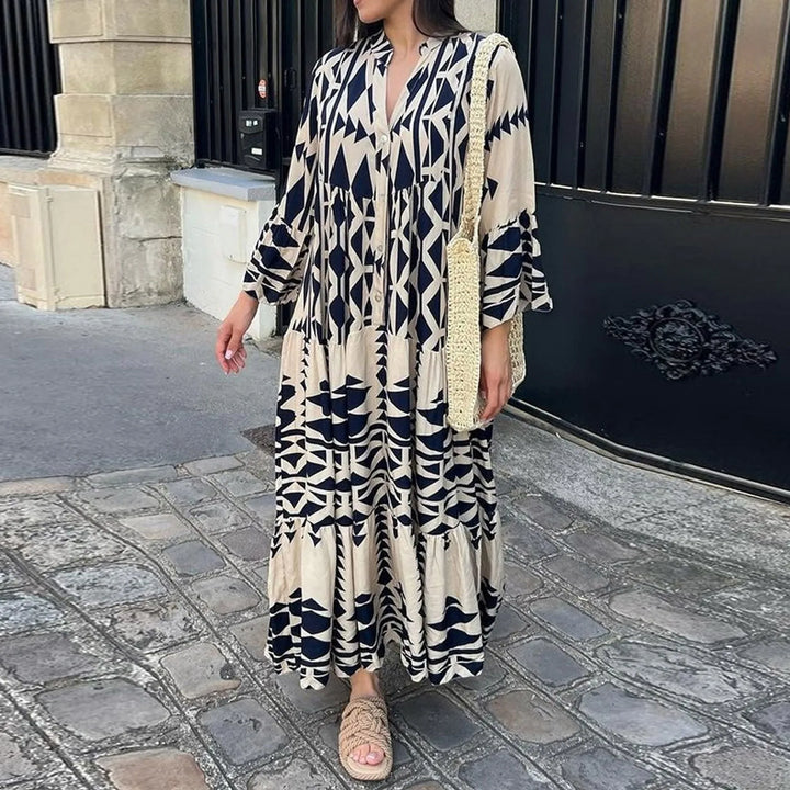Rinaya™ | Summery Midi Dress with Elegant Flair