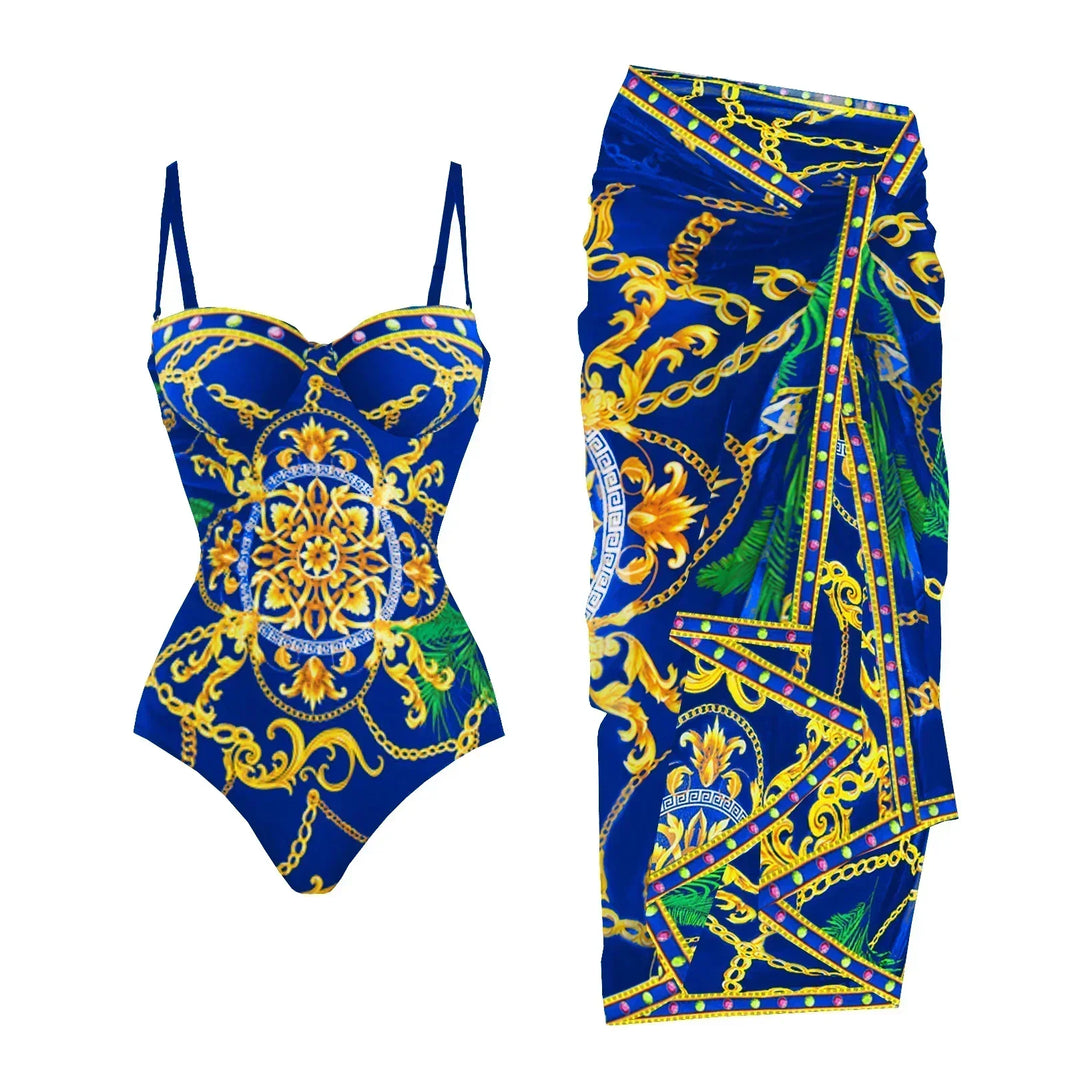 Zemina™ | Figure-Shaping Push-Up One-Piece with Matching Beach Robe