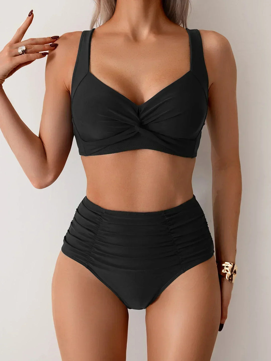 Salène™ | Bandeau Bikini with Gathered Fabric