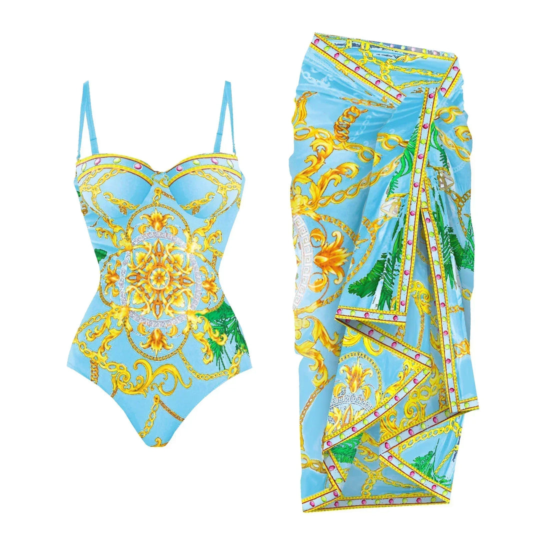 Zemina™ | Figure-Shaping Push-Up One-Piece with Matching Beach Robe