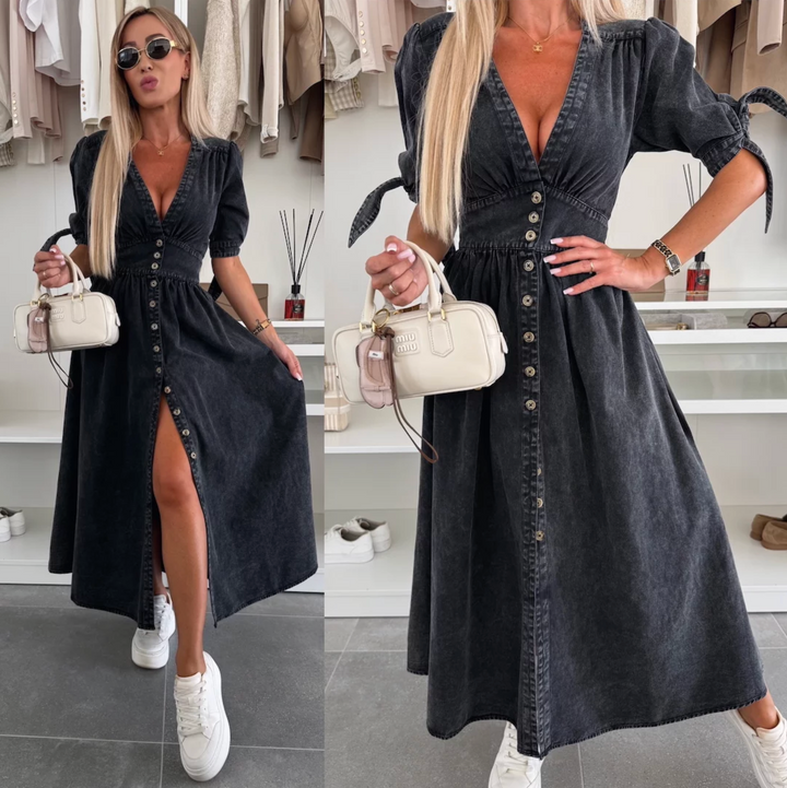 Radiant Denim Maxi Dress
