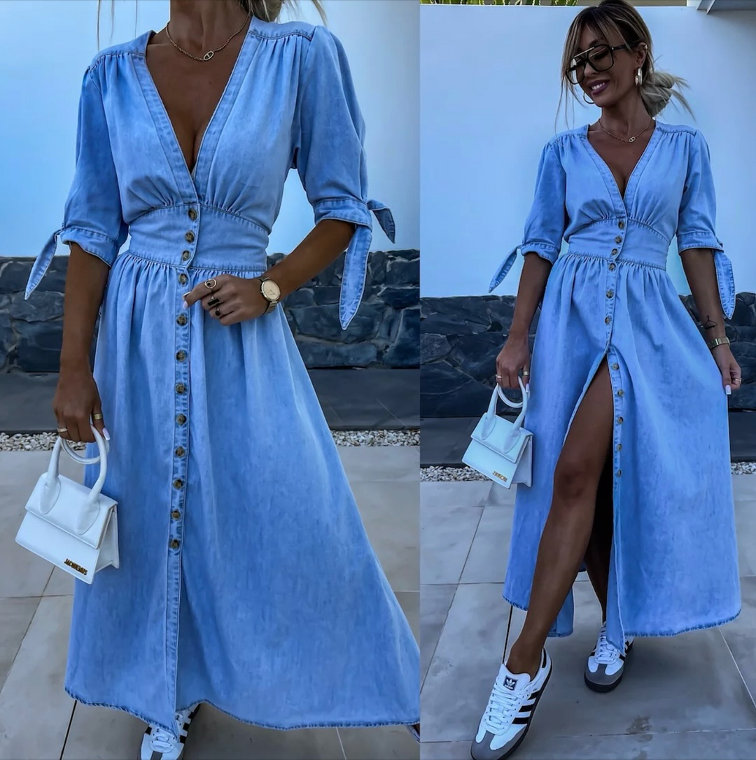 Radiant Denim Maxi Dress