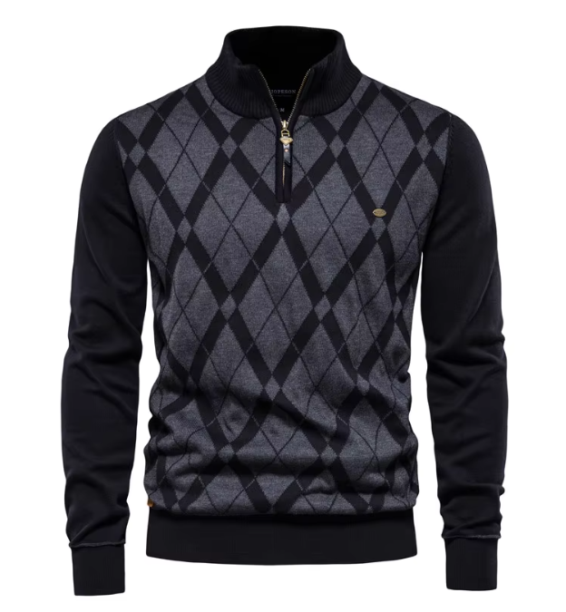 Maglione da uomo con mezza zip