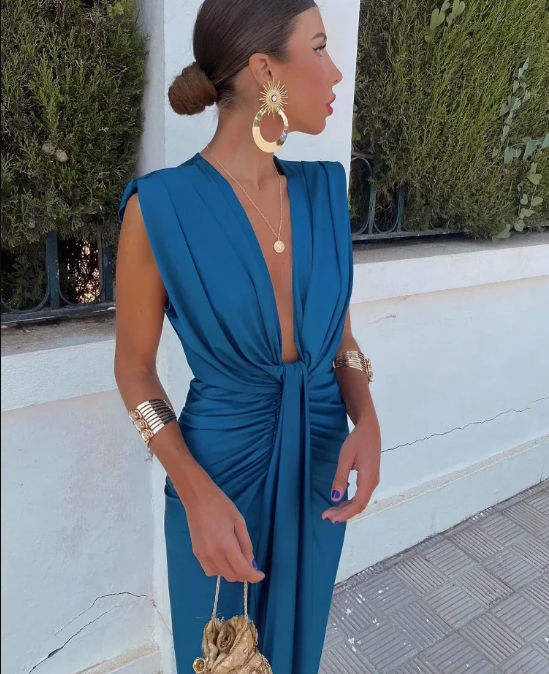 Party Dress with Deep Neckline