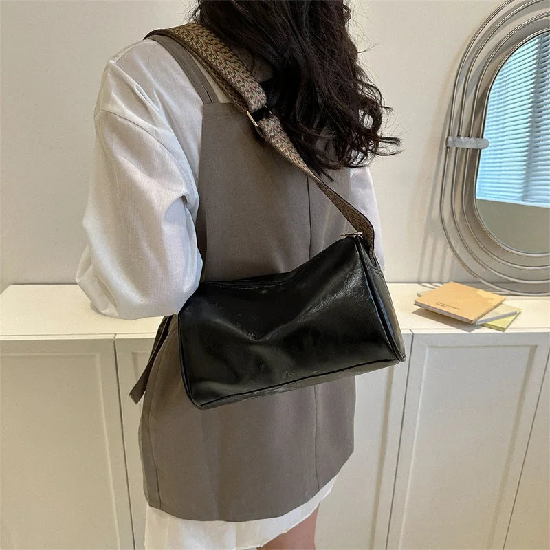 Vintage Crossbody Bag with Woven Adjustable Strap