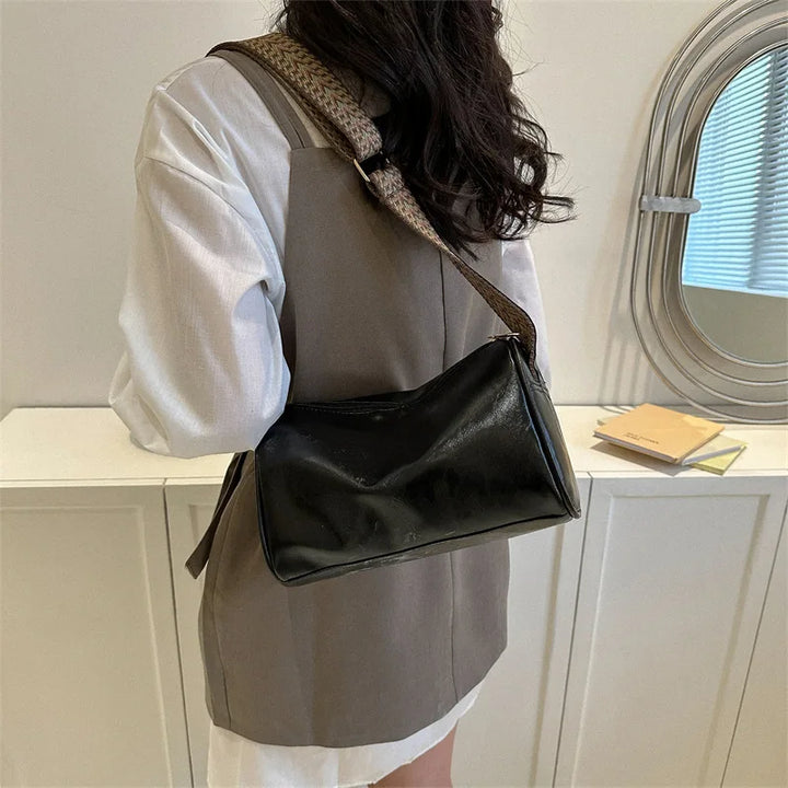 Vintage Crossbody Bag with Woven Adjustable Strap