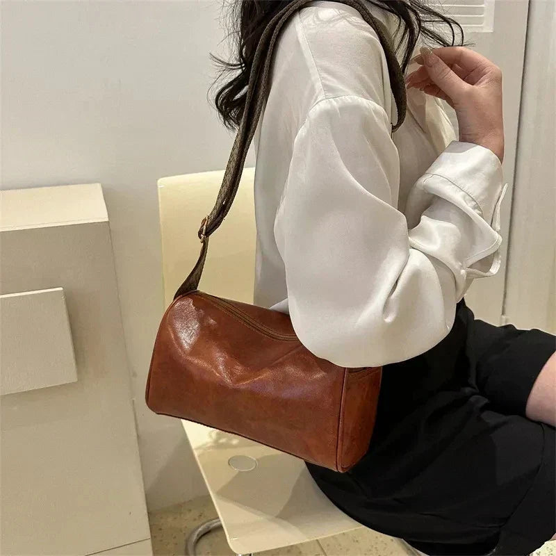 Vintage Crossbody Bag with Woven Adjustable Strap