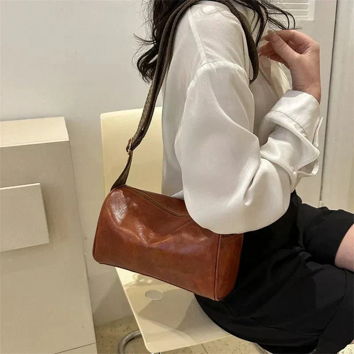 Vintage Crossbody Bag with Woven Adjustable Strap