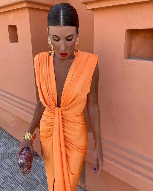 Party Dress with Deep Neckline