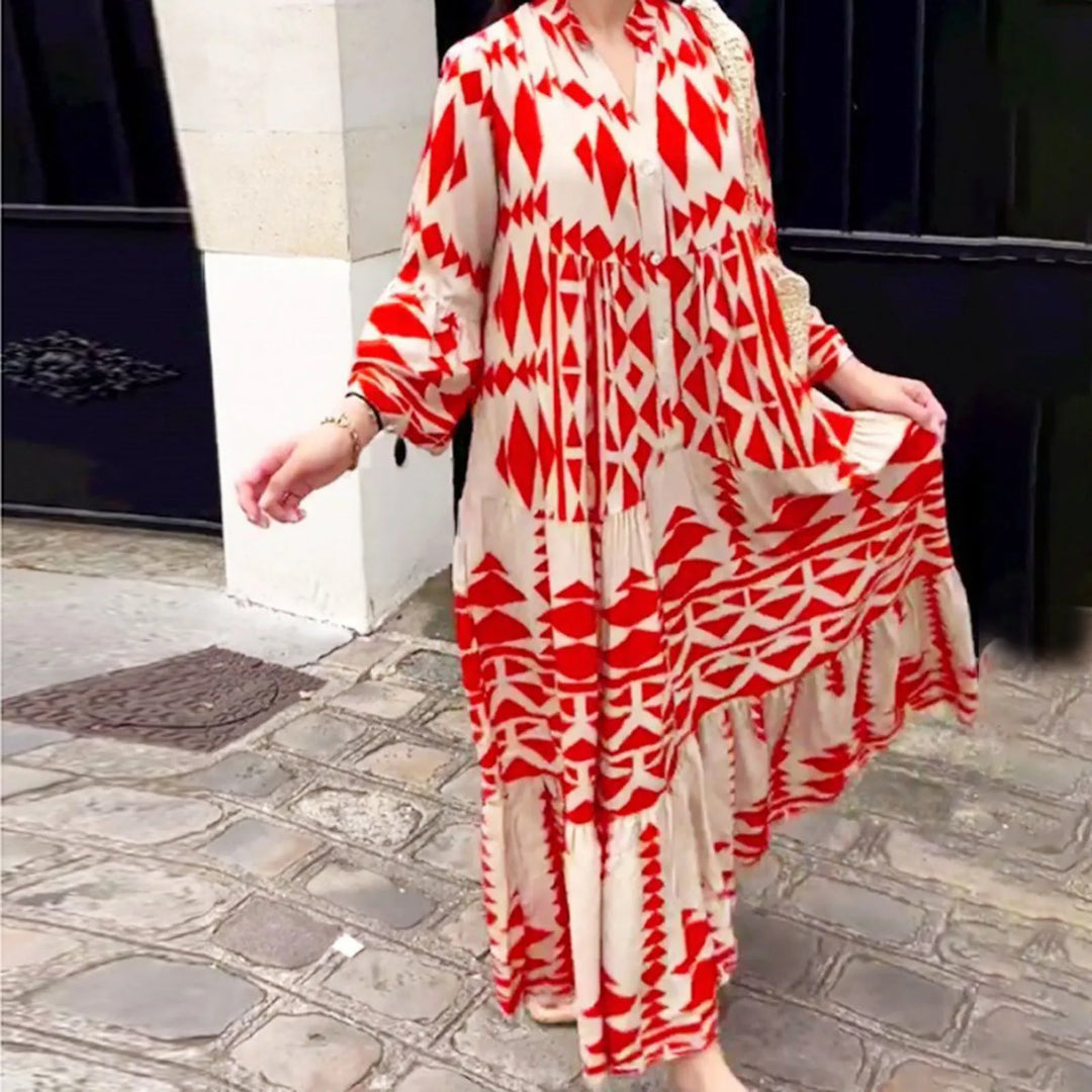Rinaya™ | Summery Midi Dress with Elegant Flair