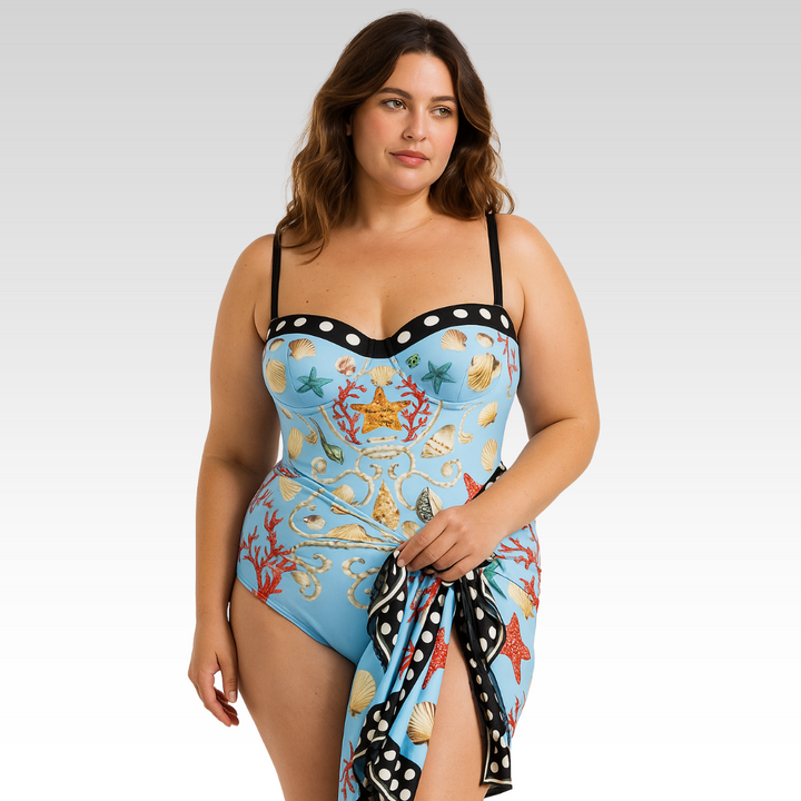 Zemina™ | Figure-Shaping Push-Up One-Piece with Matching Beach Robe