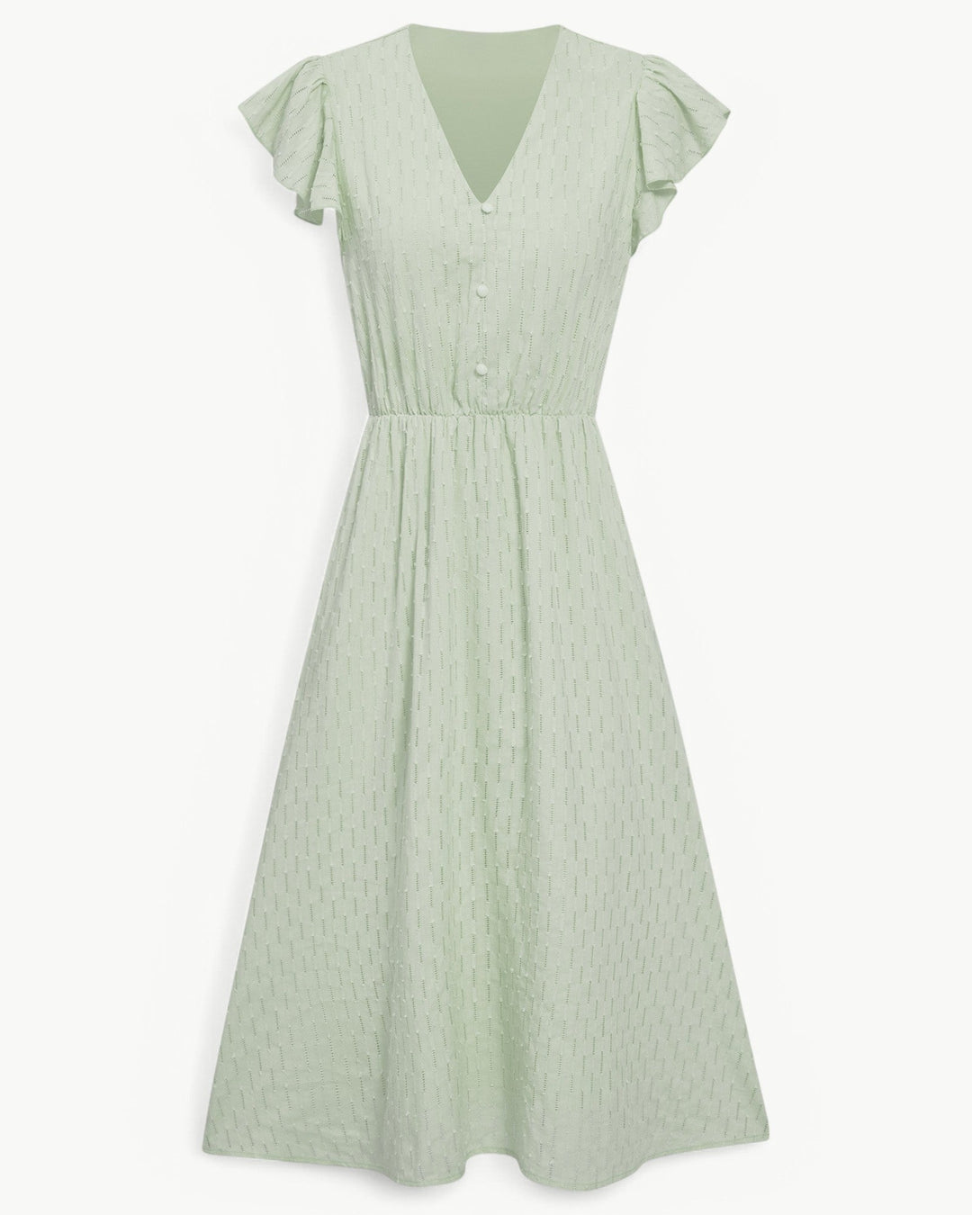 Alra™ | Midi Dress with V-Neck and Ruffle Sleeves