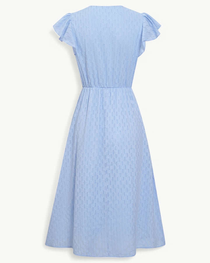 Alra™ | Midi Dress with V-Neck and Ruffle Sleeves