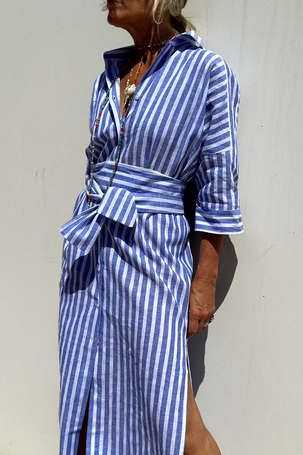 Elizia™ | Elegant Striped Shirt Dress