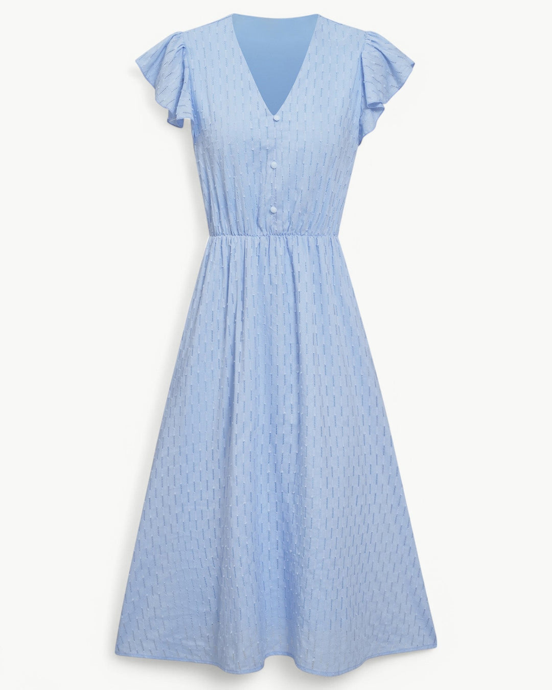 Alra™ | Midi Dress with V-Neck and Ruffle Sleeves