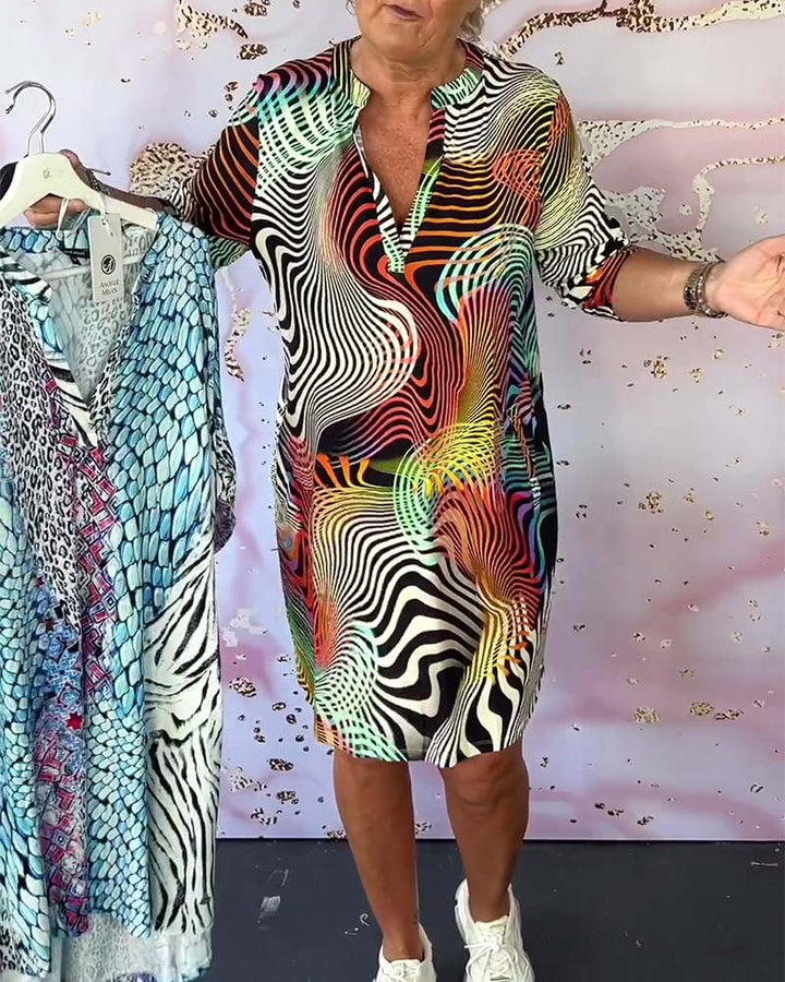 Alen™ | Colorful V-Neck Dress