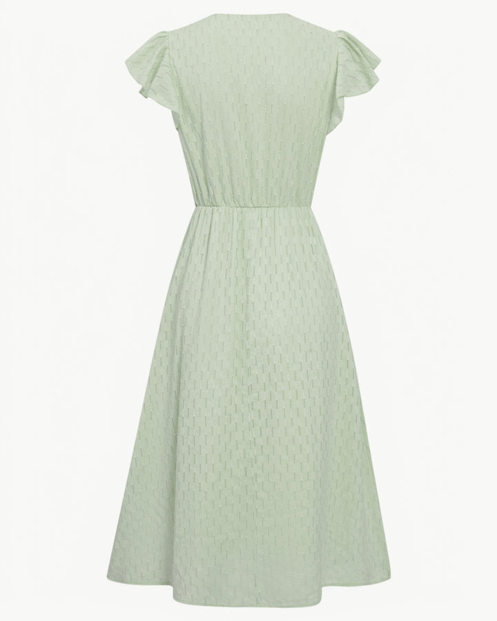 Alra™ | Midi Dress with V-Neck and Ruffle Sleeves