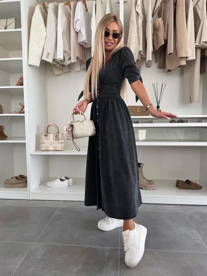 Radiant Denim Maxi Dress