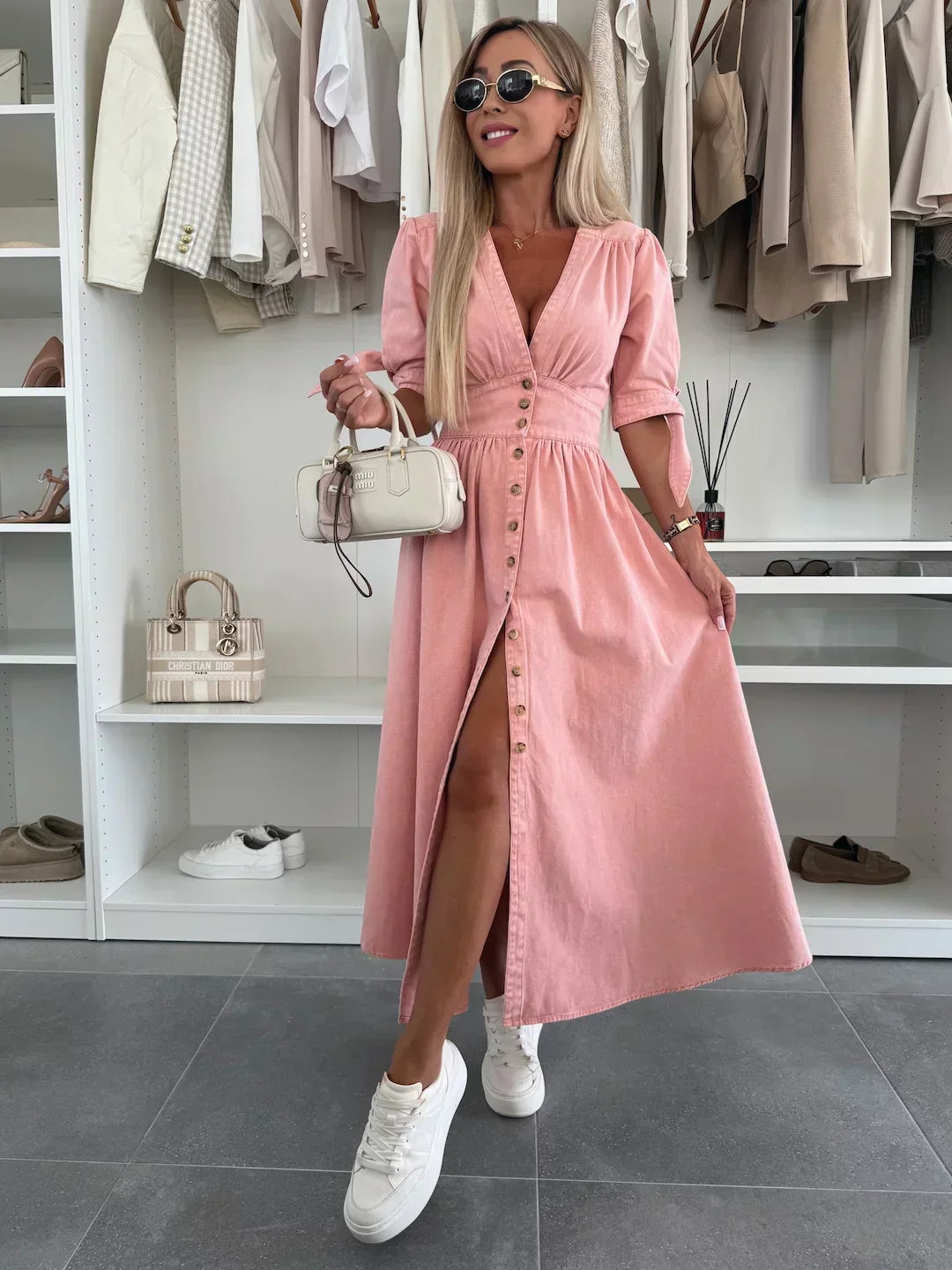 Radiant Denim Maxi Dress