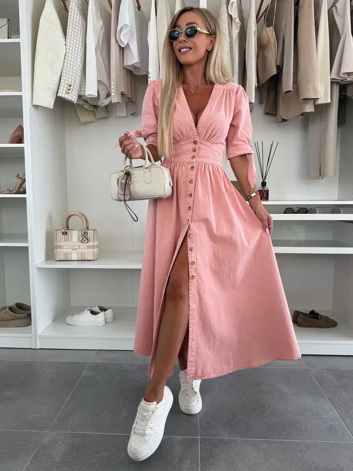 Radiant Denim Maxi Dress