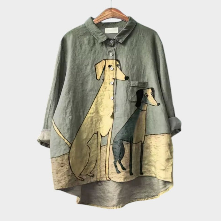 Mirea™ | Oversized Dog‑Print Shirt for Everyday Comfort