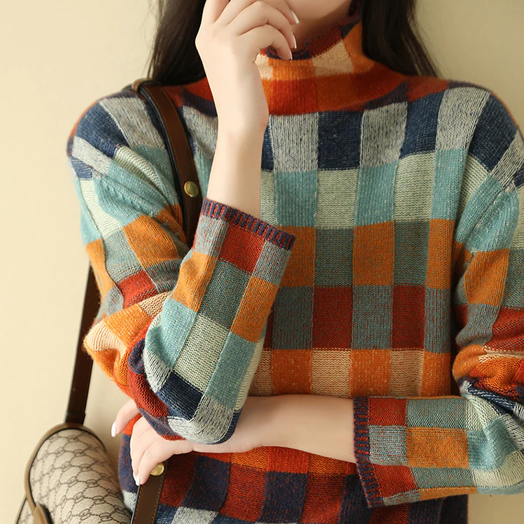 Fall Luxe Checkered Knit Sweater