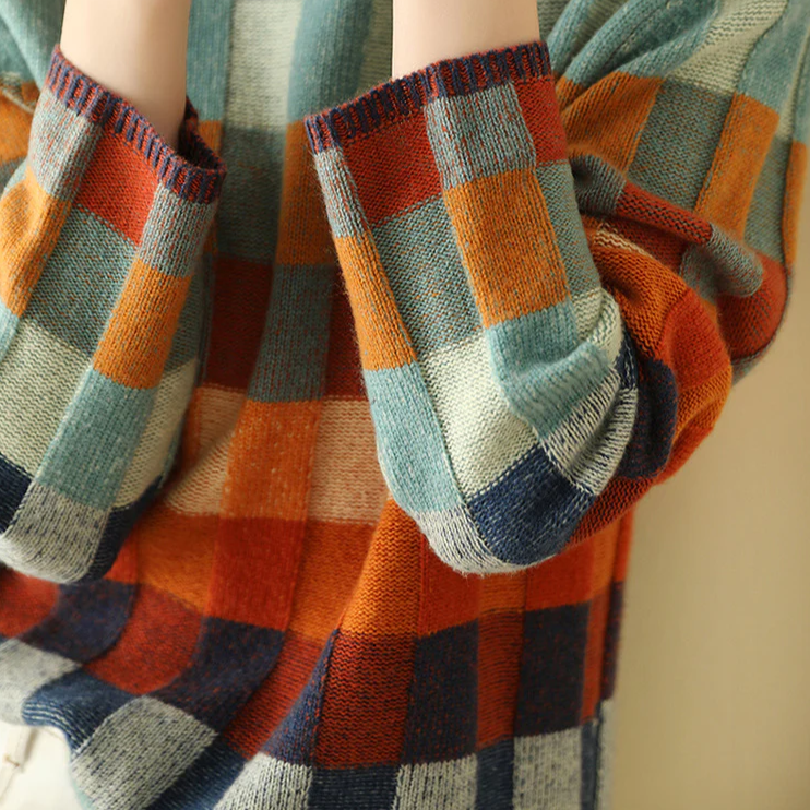 Fall Luxe Checkered Knit Sweater