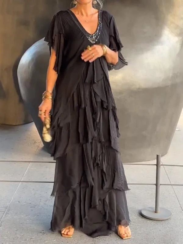 Elegant Ruffled Long Dress
