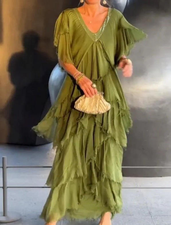Elegant Ruffled Long Dress