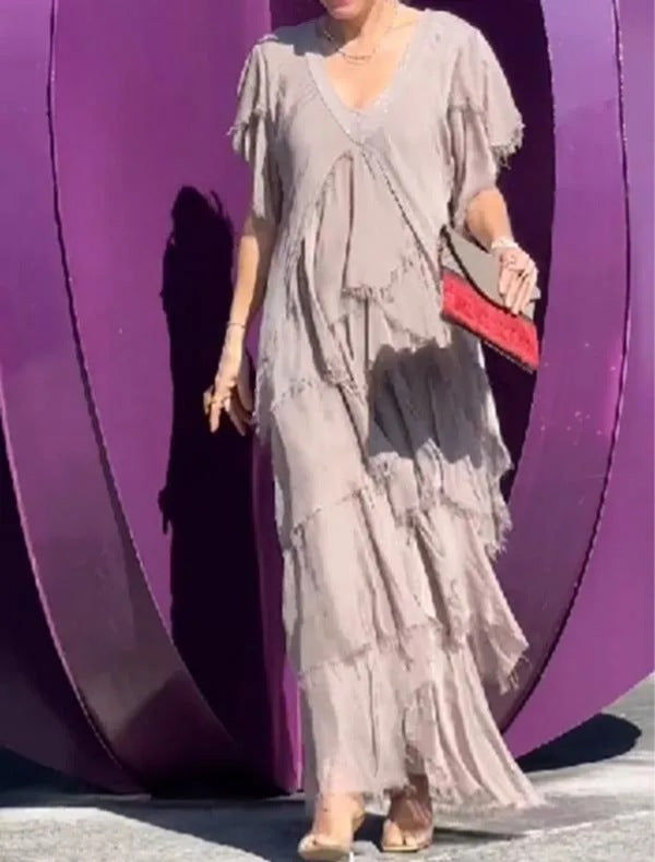 Elegant Ruffled Long Dress