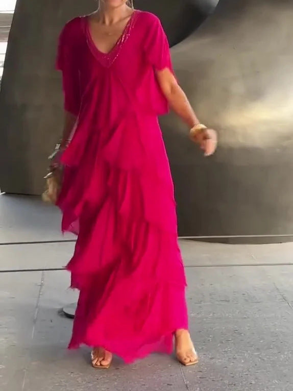 Elegant Ruffled Long Dress