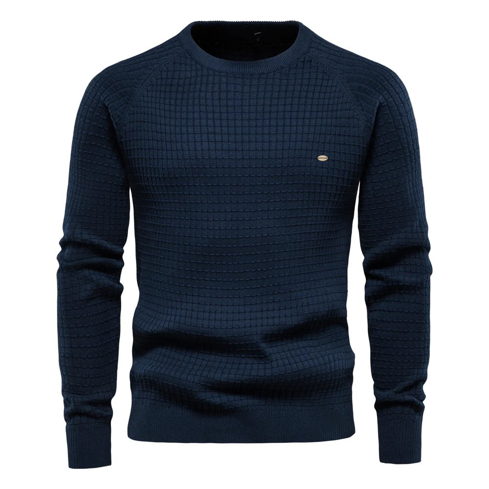 Waffle Knit Crewneck Sweater