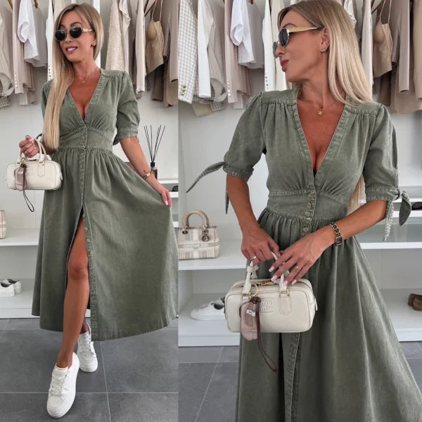 Radiant Denim Maxi Dress