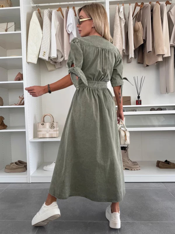 Radiant Denim Maxi Dress