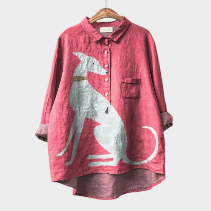 Mirea™ | Oversized Dog‑Print Shirt for Everyday Comfort