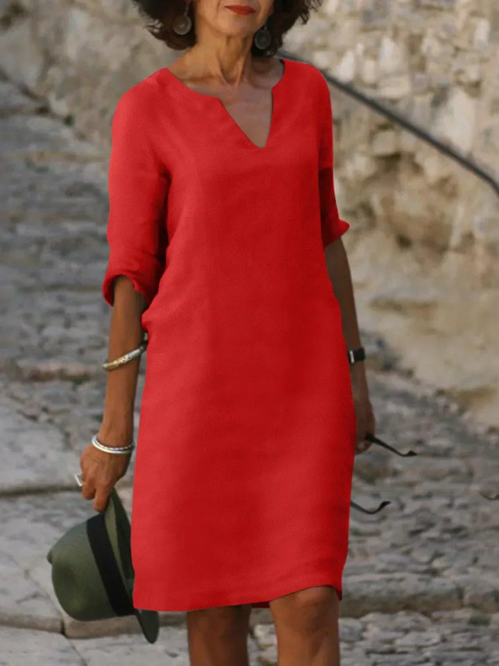 Anyae™ | V-Neck Dress with Tummy-Concealing Design