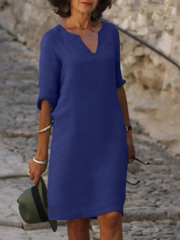 Anyae™ | V-Neck Dress with Tummy-Concealing Design
