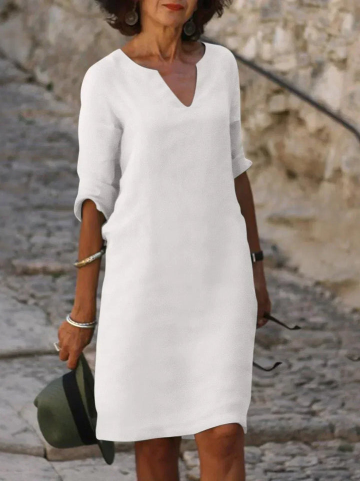 Anyae™ | V-Neck Dress with Tummy-Concealing Design