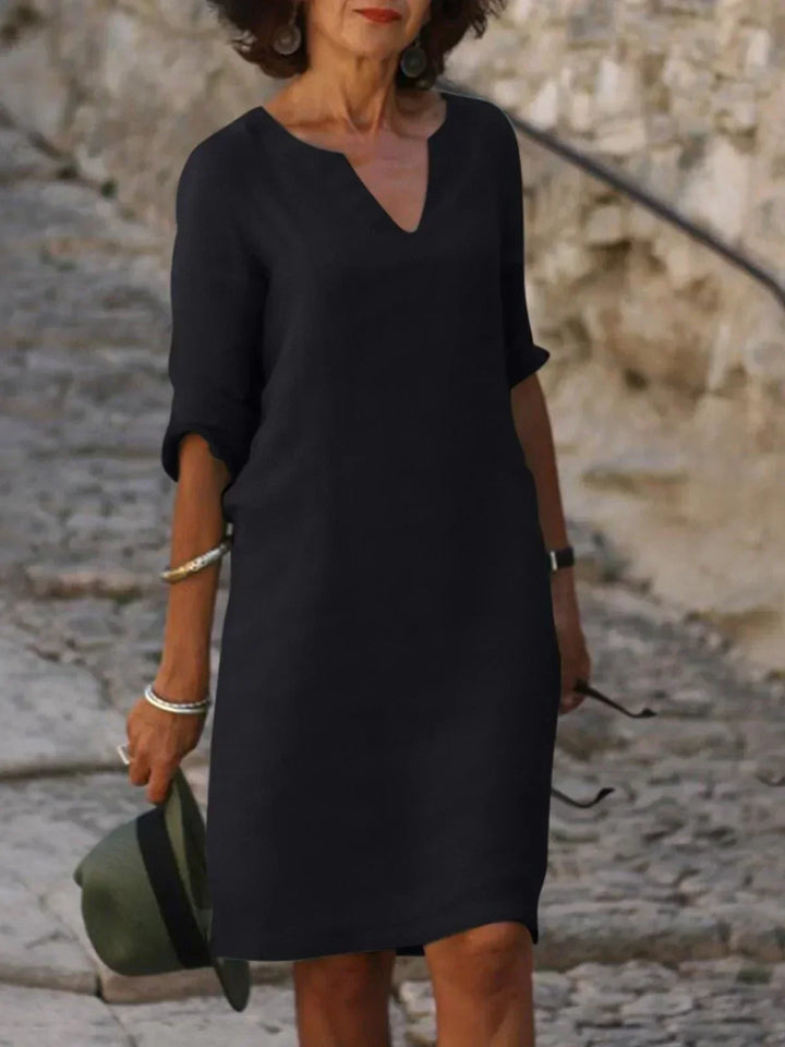 Anyae™ | V-Neck Dress with Tummy-Concealing Design
