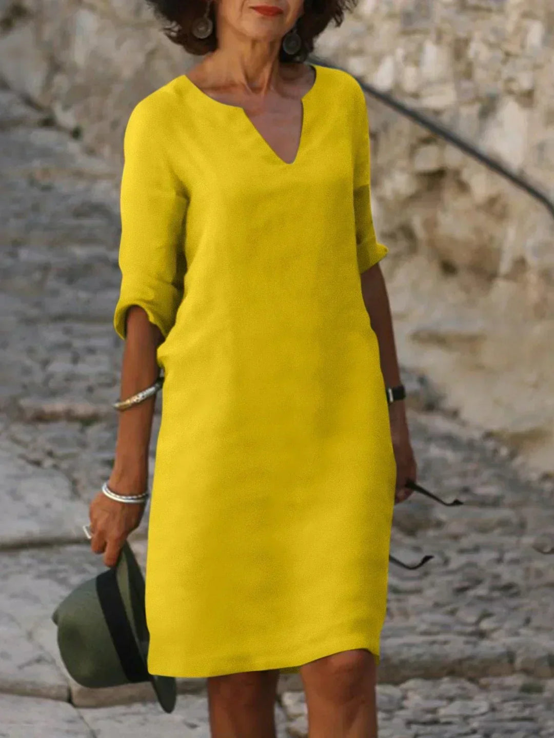 Anyae™ | V-Neck Dress with Tummy-Concealing Design