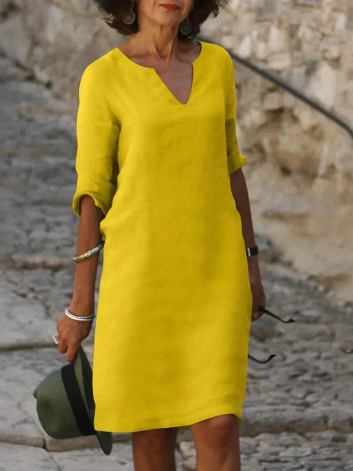 Anyae™ | V-Neck Dress with Tummy-Concealing Design