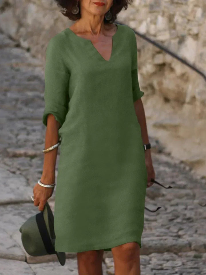 Anyae™ | V-Neck Dress with Tummy-Concealing Design