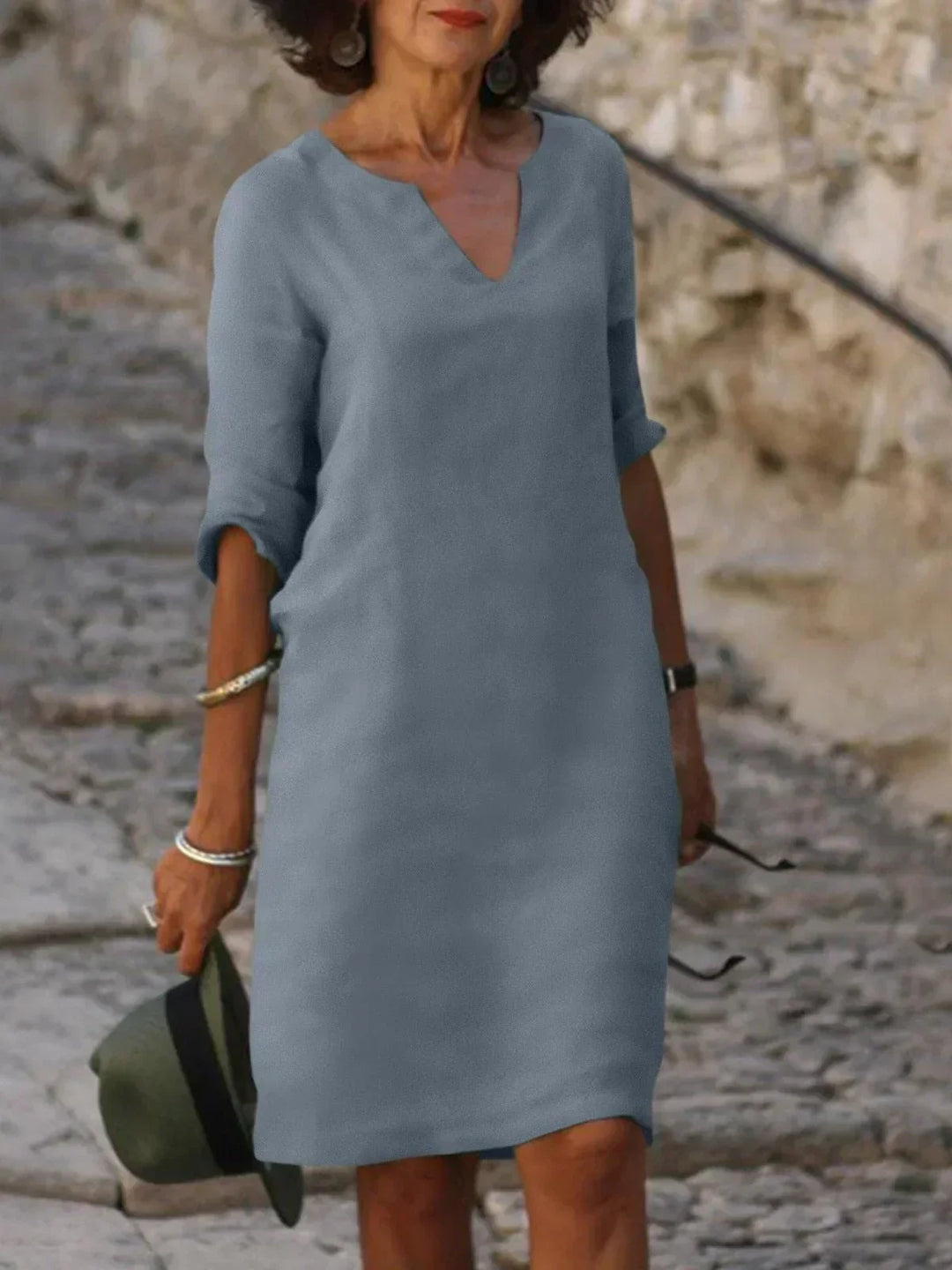 Anyae™ | V-Neck Dress with Tummy-Concealing Design