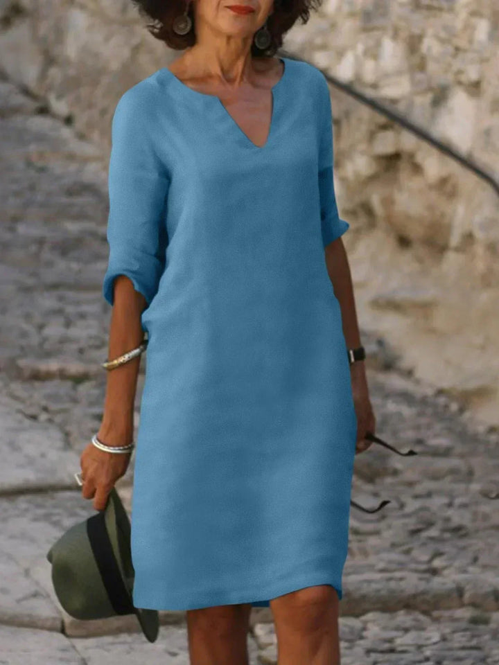 Anyae™ | V-Neck Dress with Tummy-Concealing Design