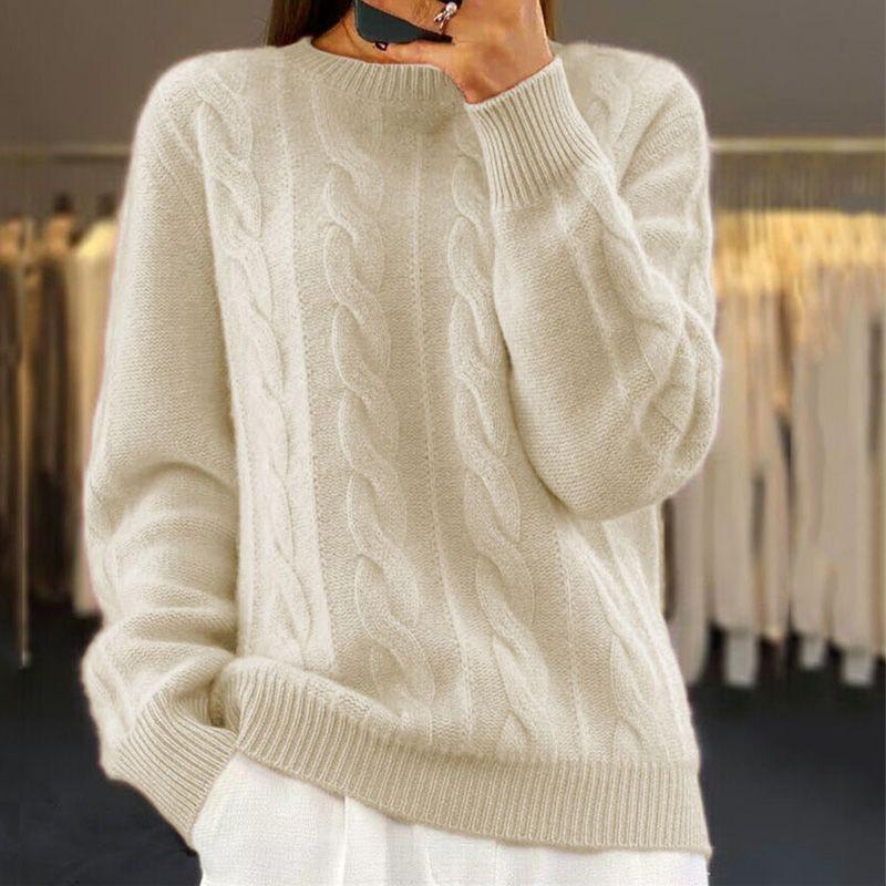Warm Cableknit Style Knitted Sweater